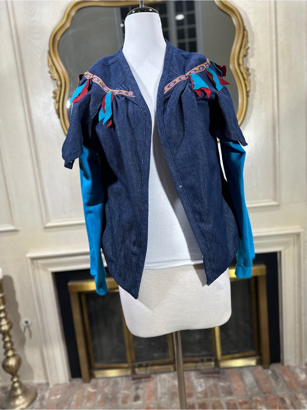 Unbranded Jacket OS Wearable Art‎ Southwestern Cowgirl Denim Sweatshirt